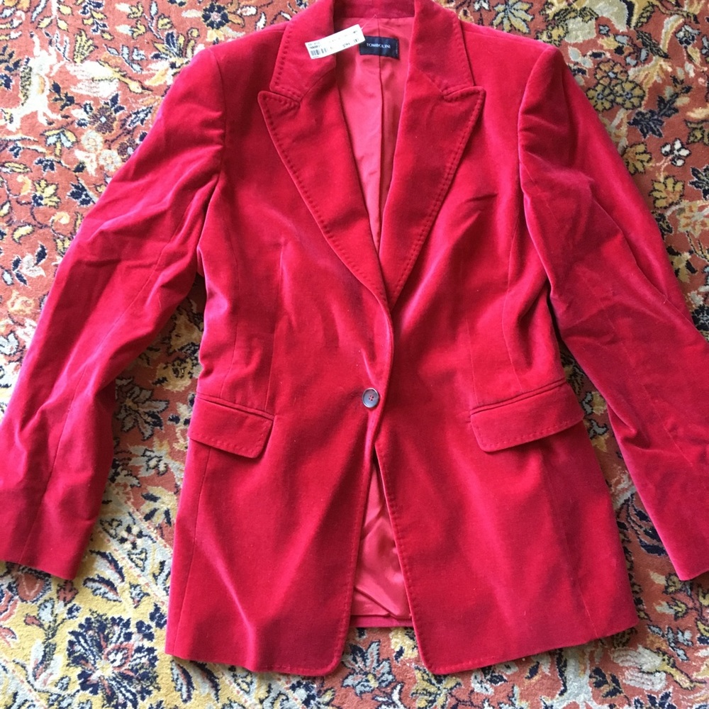 Tombolini red velvet pant suit