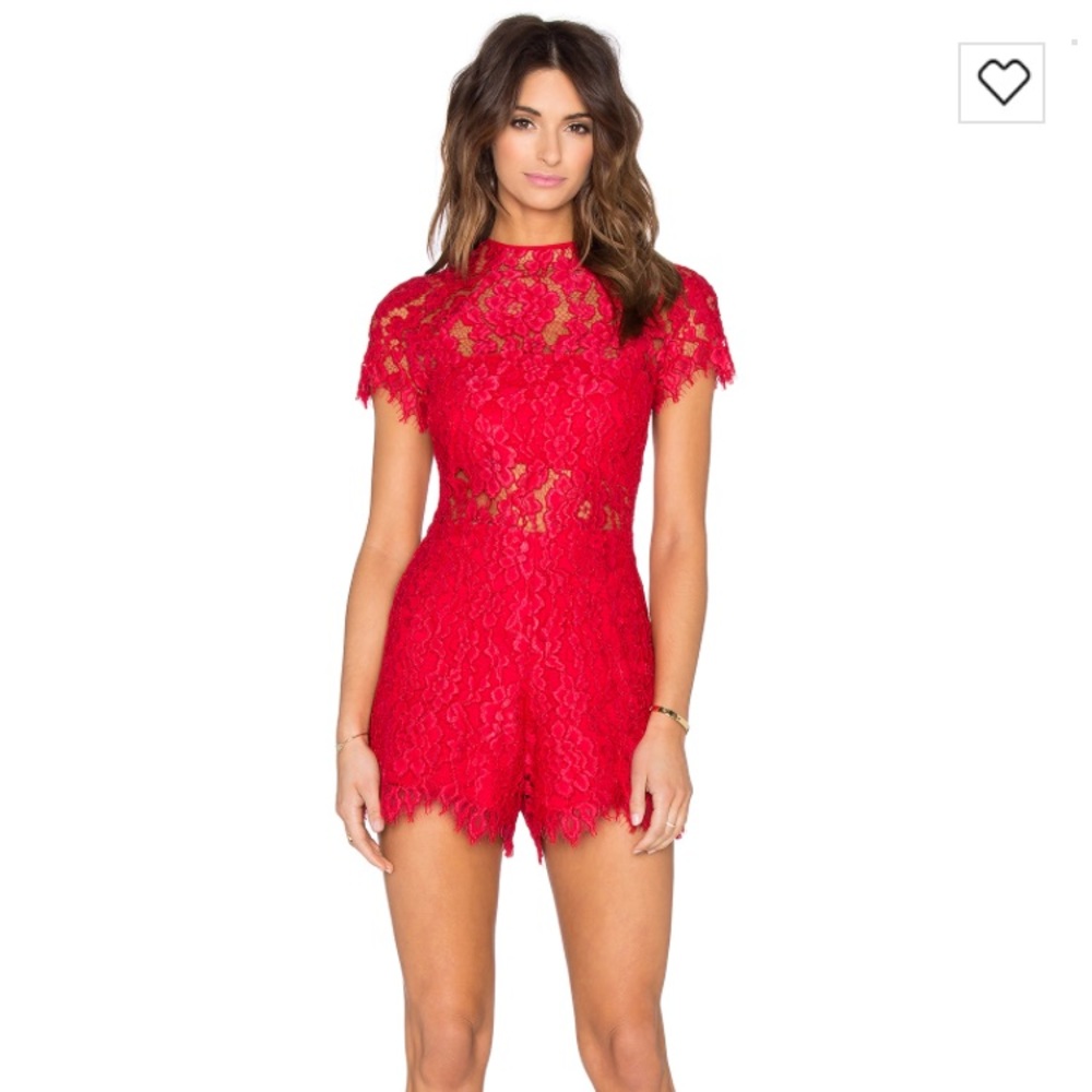 Alexis red lace Lindsey romper size S