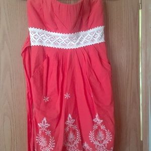 Orange dress with white detail