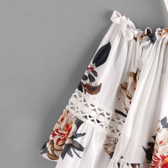 New Sexy off shoulder floral Boho crop top - Picture 3 of 5