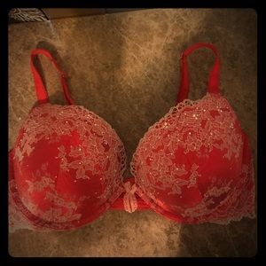 Red Angel Push up bra with silver accents