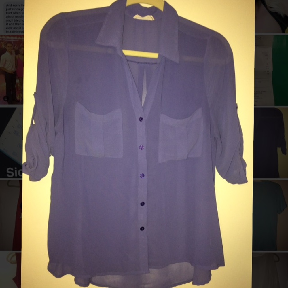 Blue/purple button down blouse