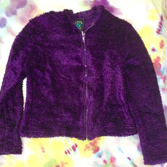 Earth Girl Other - *Kids* Purple fuzzy zip up jacket NWT
