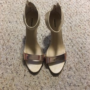 Tan and gold heels