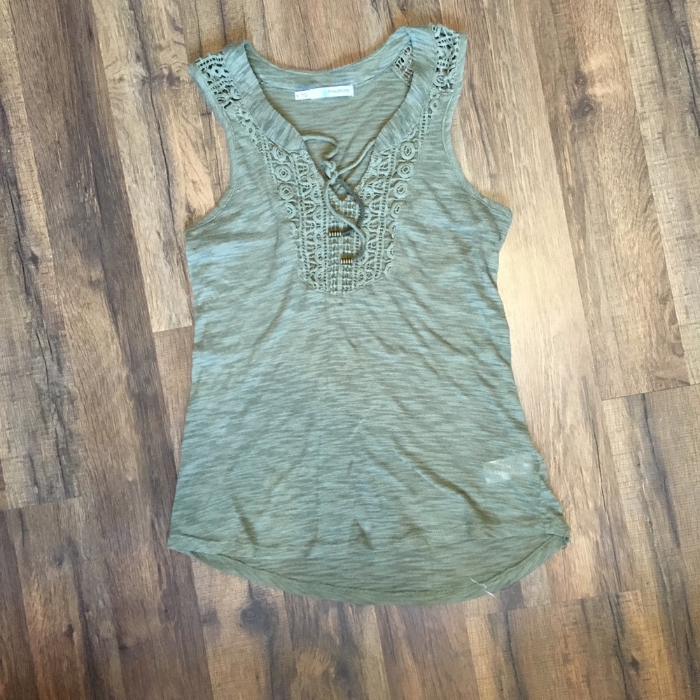 Army green crotchet tank