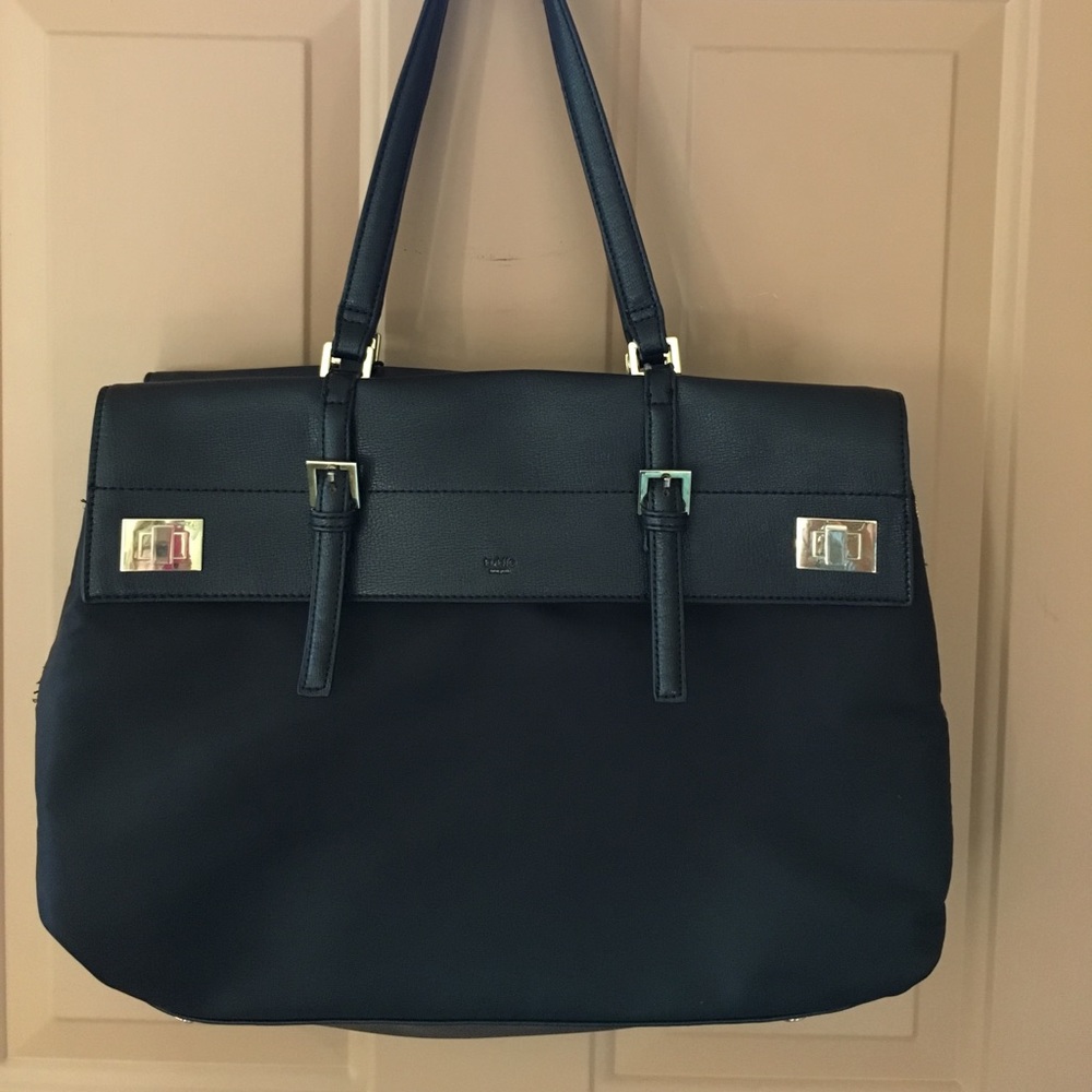 Tutilo Black Leather/Microfiber Tote