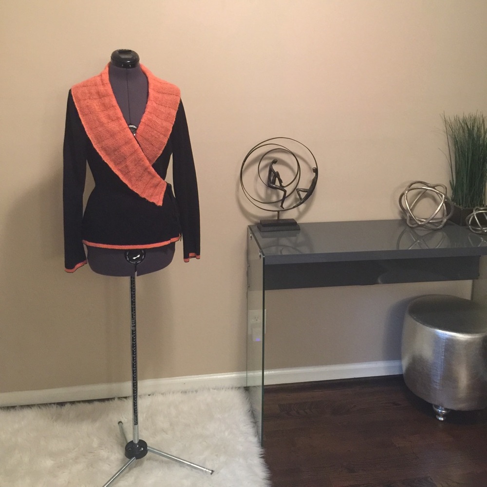 Orange & black wrap cardigan