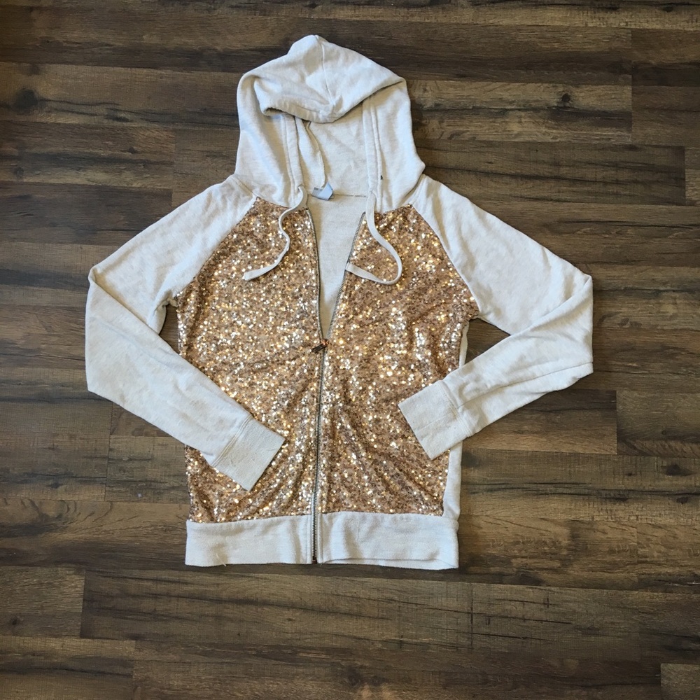 Sequins zip up hoodie