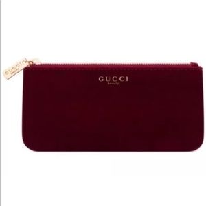 Gucci Red Cosmetic Pouch Velvet Makeup Bag 7.5x3.5