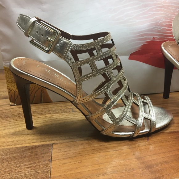 Ralph Lauren gold cage heel - Picture 1 of 3