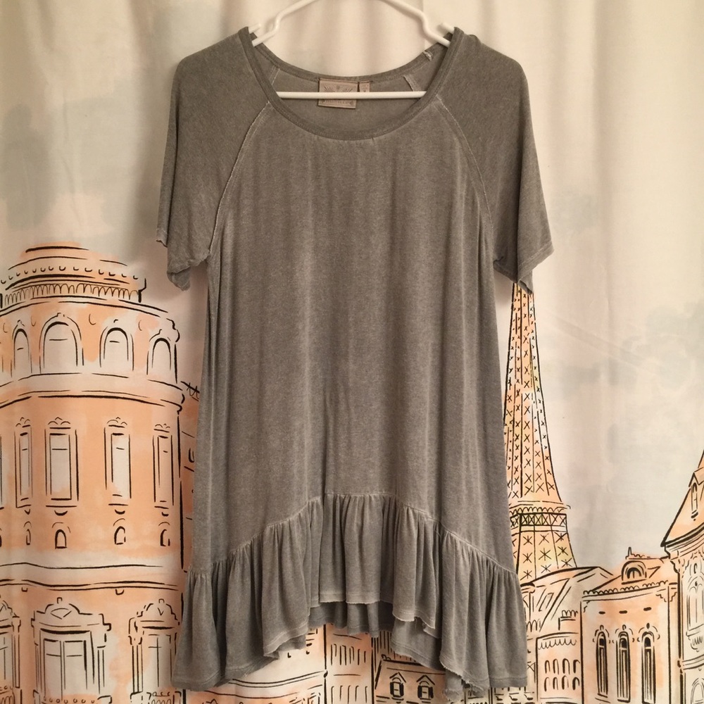 Grey Peplum Tunic Top