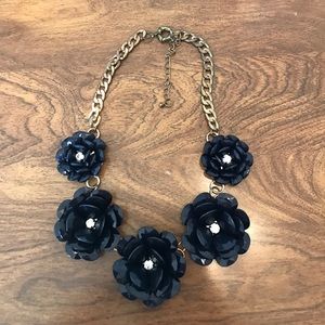 Charming Charlie Navy and Gold Floral Necklace