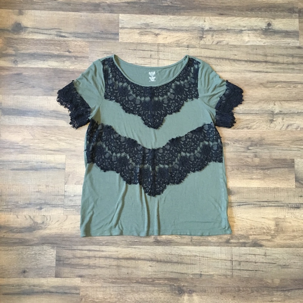 Army green dressy lace top