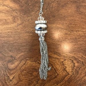 Charming Charlie Long Silver Statement Necklace