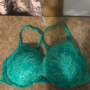 green and neon yellow cross back Push up bra