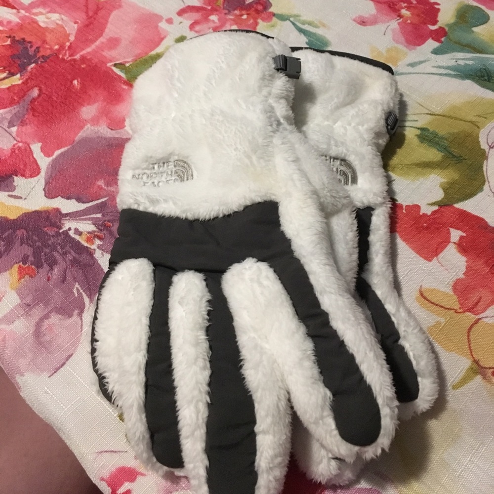 The north face white ski/snow gloves