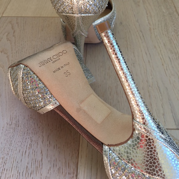 Jimmy Choo Silver Metallic Glitter Sandal - Picture 4 of 4