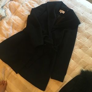 Wool wrap around coat with belt tie