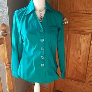 Button down blouse,  Levine, sz S, green