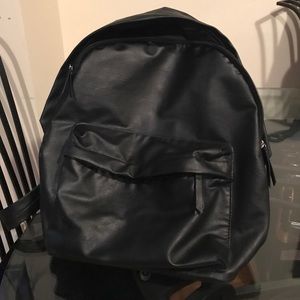 Faux leather black backpack