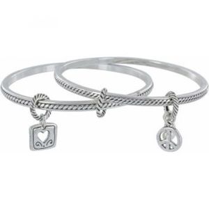 Peace and love bangle bracelets.