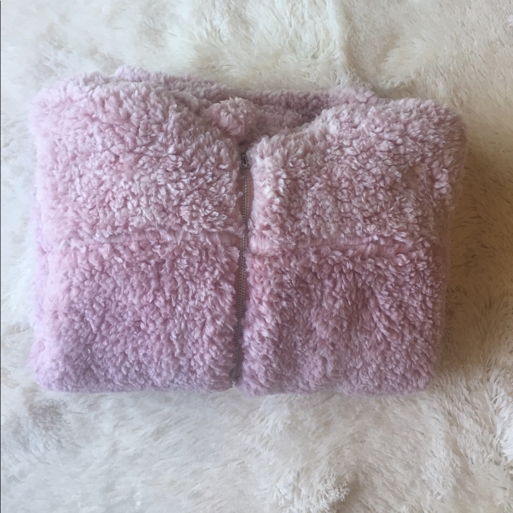 LAST ONE Dusty Pink Faux Sherpa Jacket - Picture 5 of 7