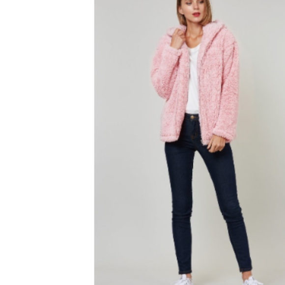 LAST ONE Dusty Pink Faux Sherpa Jacket - Picture 2 of 7