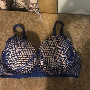Blue FishNet bra