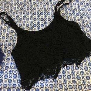 Black lacy crop top