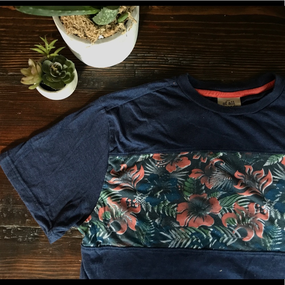 Jackthreads Navy Tropical T-shirt - men's Large