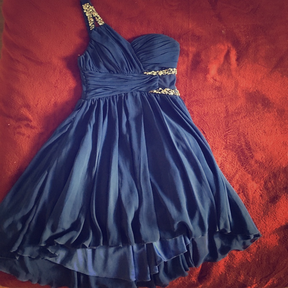 Royal Blue off the shoulder Homecoming Dress