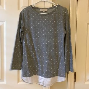 Loft Polka Dot Shirttail Top