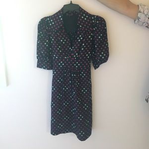 Polka dot dress with navy background