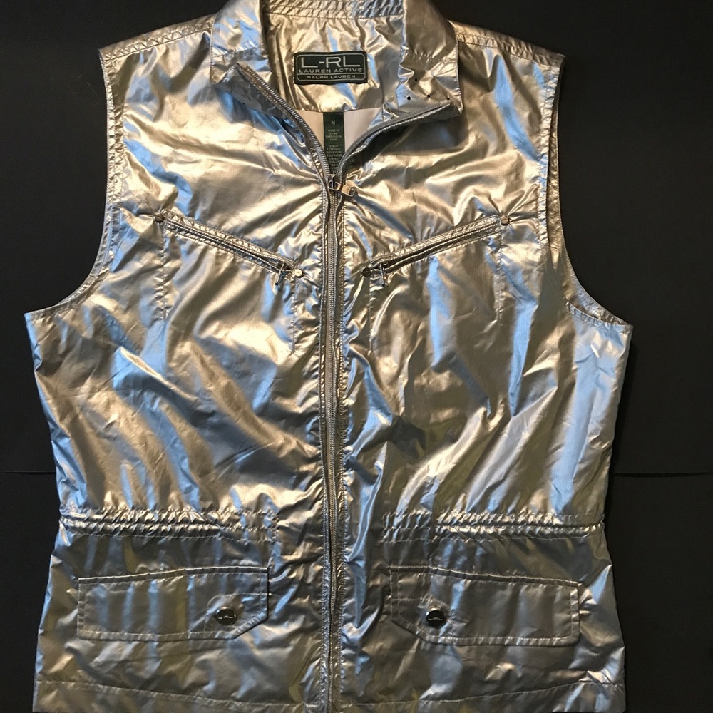 Ralph Lauren Metallic Silver Vest! Super Cool!