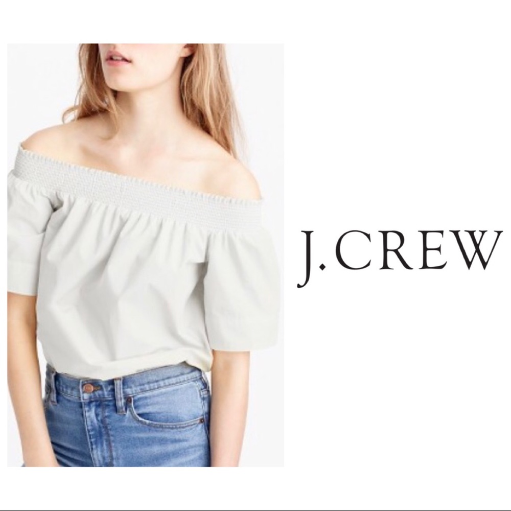J.Crew Off the Shoulder White Cotton Top