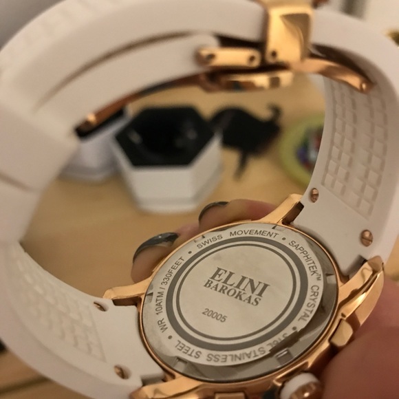 Elini Barokas White and Rose watch w/ crystals