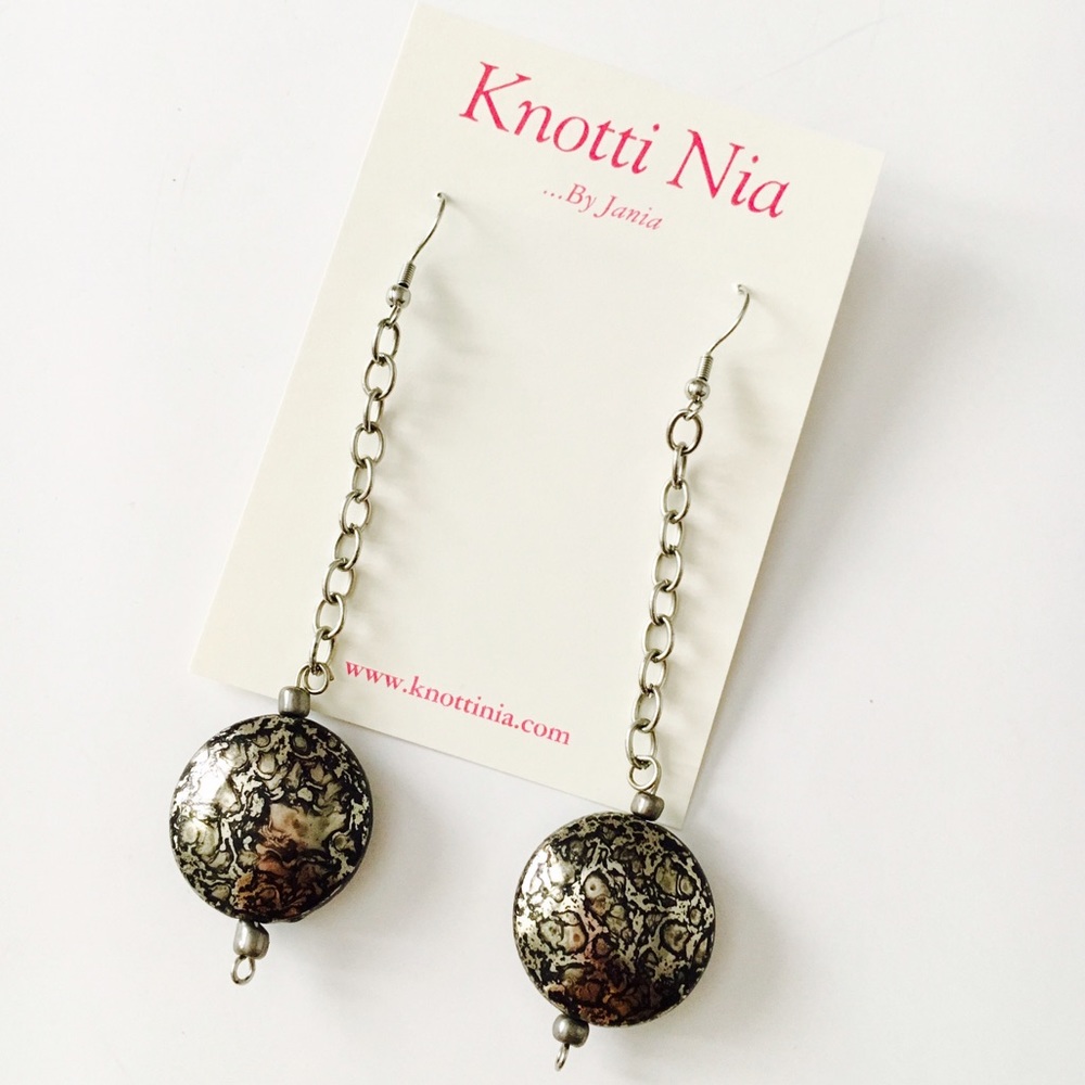 Silver & Black Chain Drop Earrings