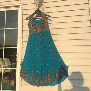 Blue full Anarkali Suit