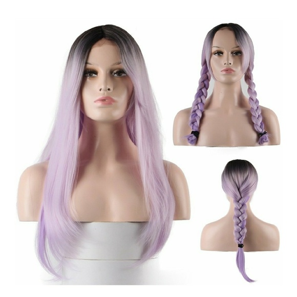 Ombre Black Light Purple Lace Wig 22-24 inches main image 6