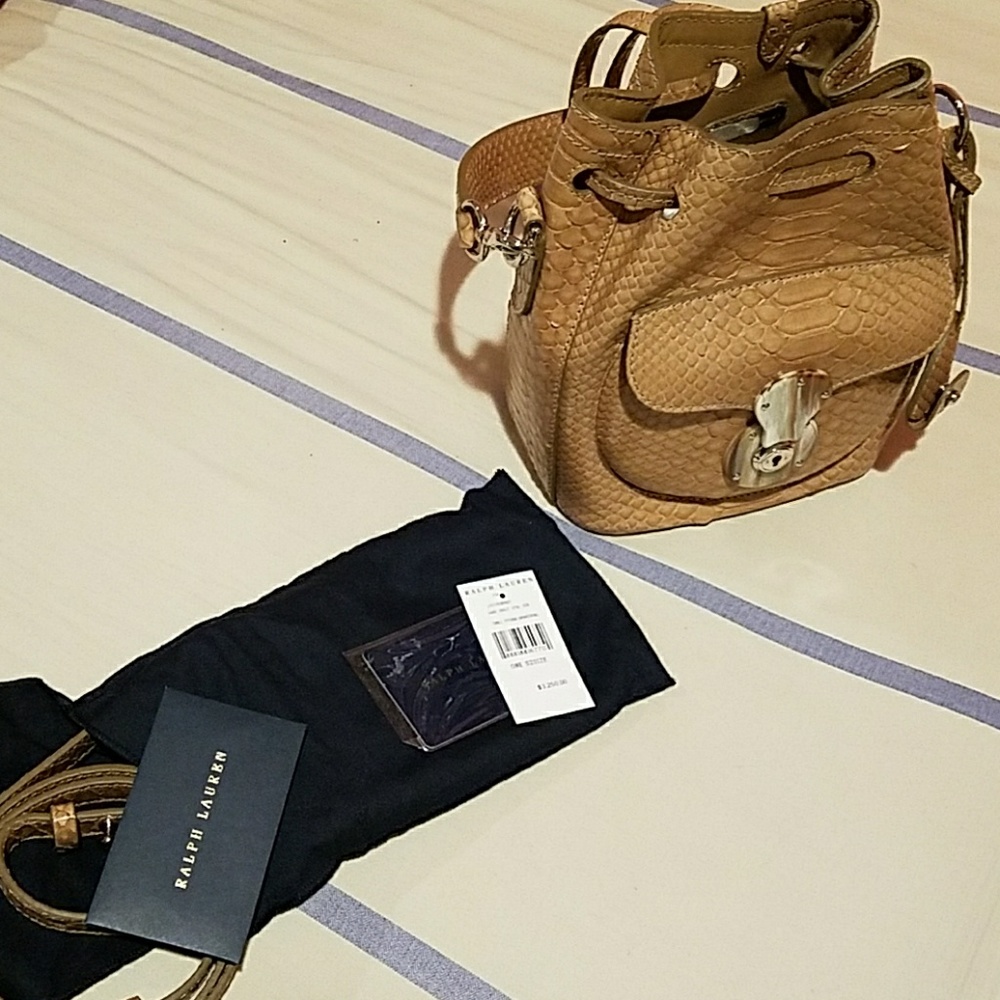 Genuine Python Drawstring Ralph Lauren Handbag