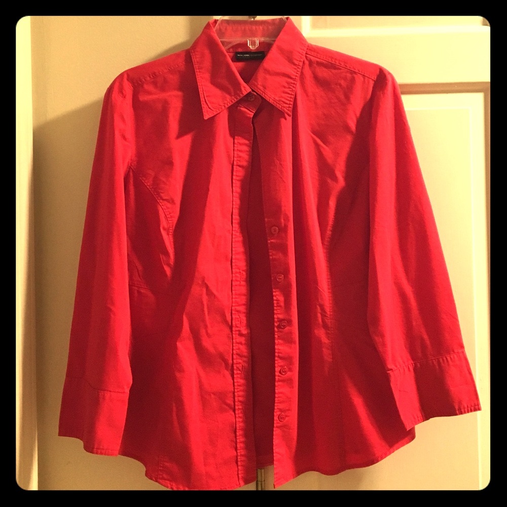 Red Sz L quarter sleeve button down