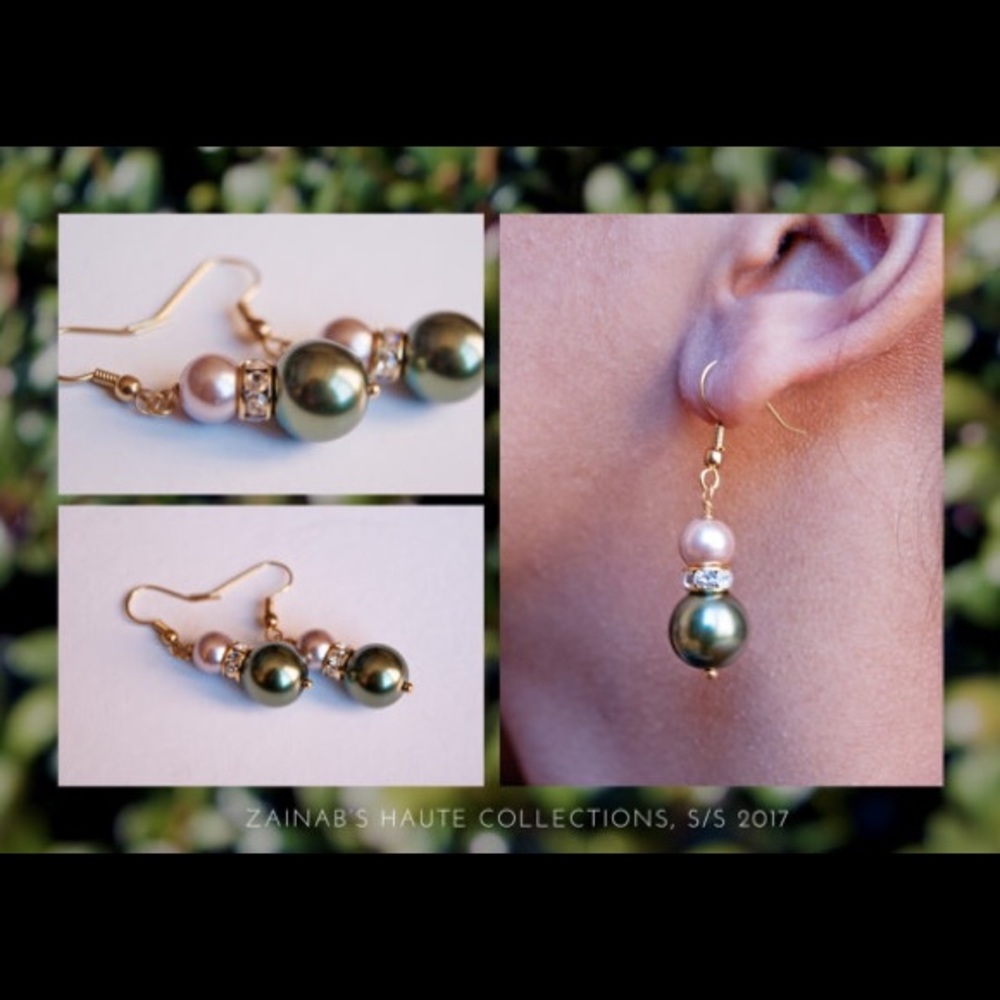 Swarovski crystal with glass pearl earring