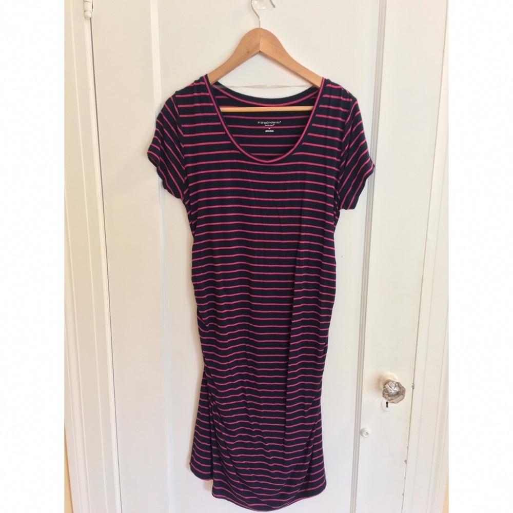 Liz Lange Maternity Blue and Pink Striped Dress
