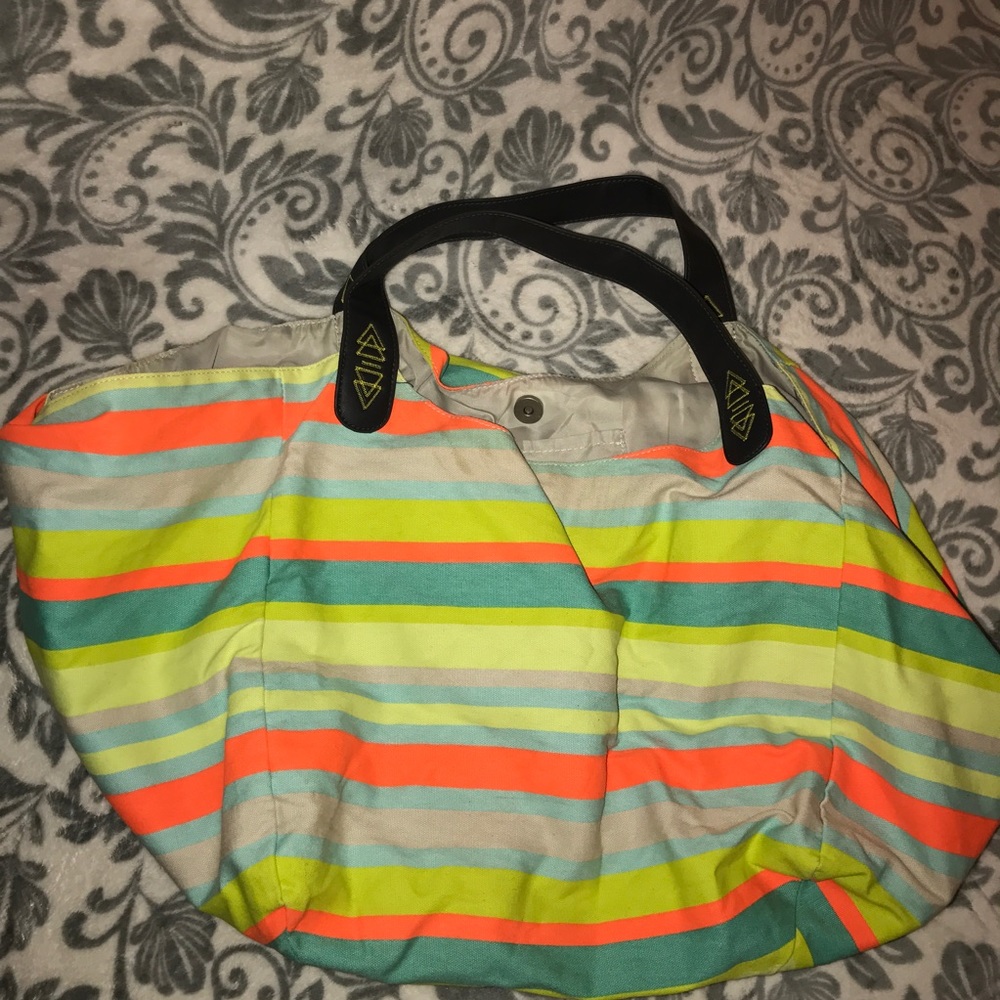 Striped duffel bag
