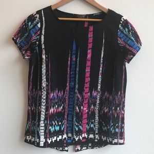 Renee C. Black Short Sleeve Blouse