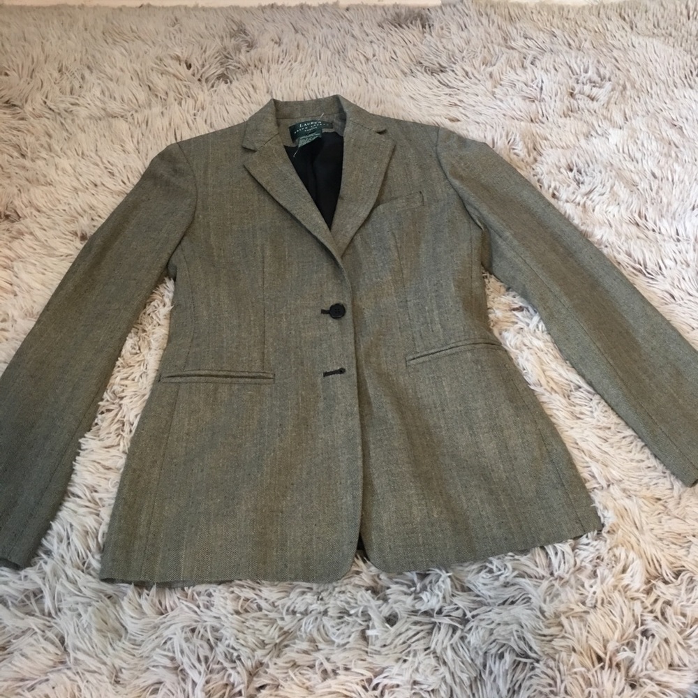 Lauren Ralph Lauren Petite 2P Olive Green Blazer