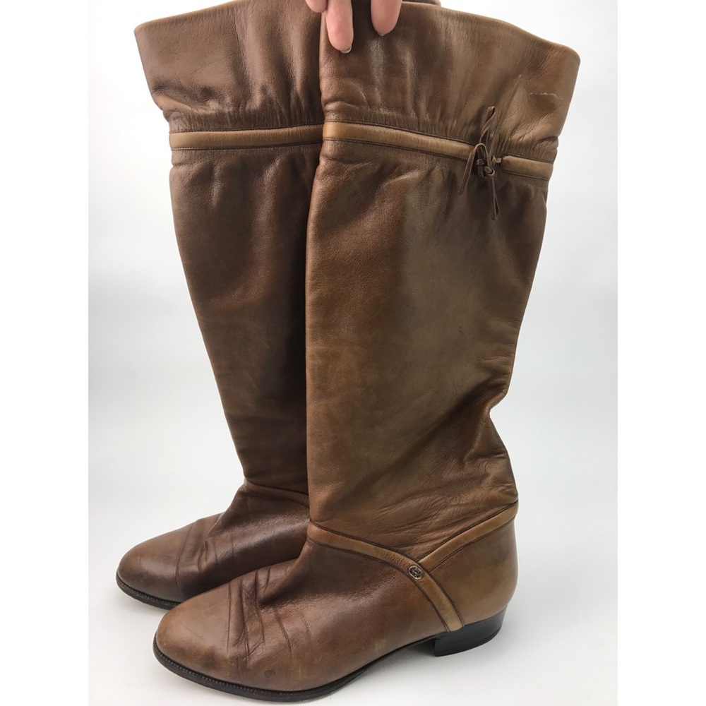 Vintage Gucci Cognac Brown Leather Tall Boots