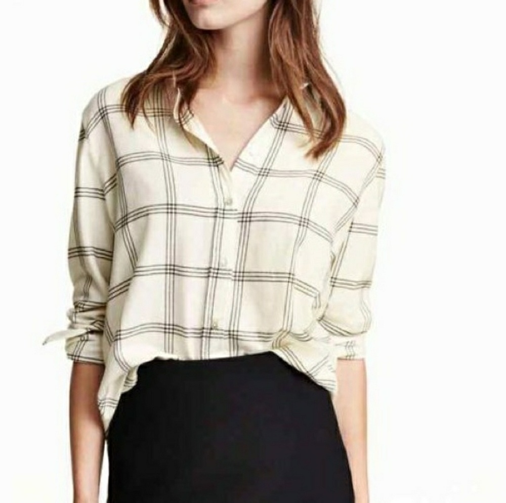 🎈SALE🎈H&M Window Pane Stripe Flannel Button Down