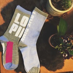 Pink crew neck socks
