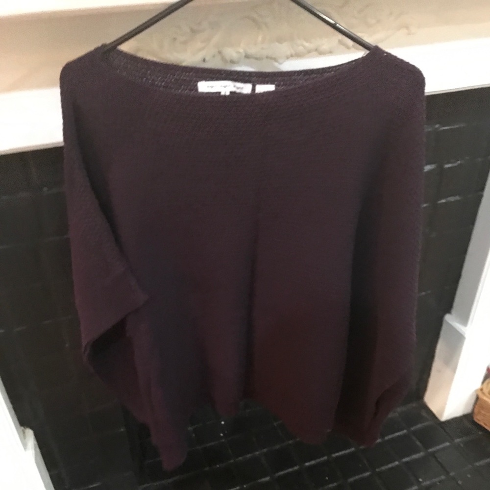 Women's burgundy sweater poncho